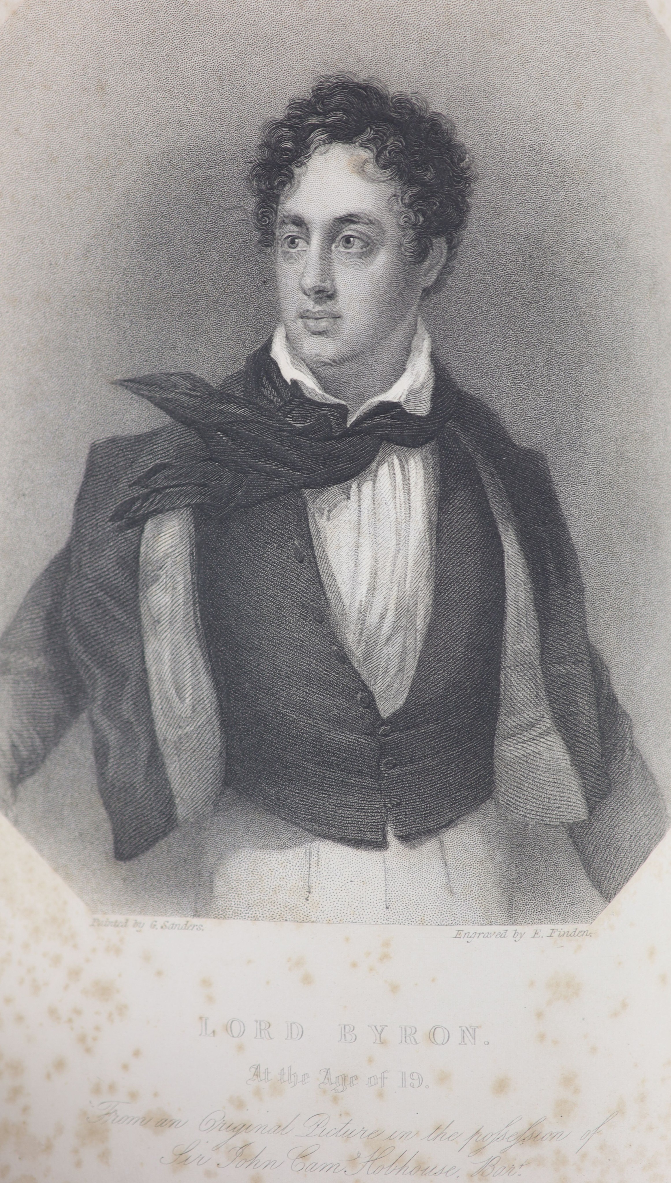 Byron, Lord - The Poetical Works of Lord Byron. Complete in one volume. Engraved frontis, illustrated and printed titles as well as text illustrations. Heavily gilt decorated and panelled morocco covers and spine with le